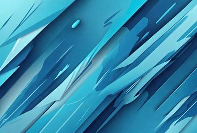 The primary subject of the image is a blue and white abstract art piece. The setting is a blue background, and the visual style is digital art. The dominant colors are blue and white, creating a calm and serene atmosphere.