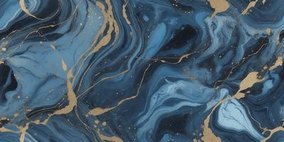 The primary subject of the image is a blue and gold marbled tile with a gold pattern. The setting is a bathroom, and the visual style is a photo. The dominant colors are blue and gold, creating a luxurious and elegant atmosphere.