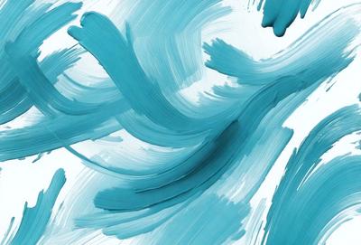 The primary subject of the image is a painting or drawing of a blue and white wave. The setting is a white background, which provides a clean and uncluttered appearance. The visual style is a combination of artistic expression and digital art, as the wave is depicted in a digital manner. The colors and mood of the image are predominantly blue and white, creating a sense of calmness and tranquility.