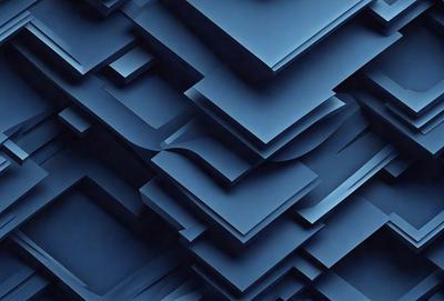 The primary subject of the image is a blue and black patterned background. The setting is a dark blue background with a pattern of blue squares. The visual style is a digital art or illustration, as the pattern appears to be a digital creation. The colors and mood of the image are predominantly dark and moody, with the blue squares creating a sense of depth and complexity.