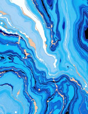 The primary subject of the image is a blue and gold swirling pattern, which appears to be a digital art or illustration. The setting is a blue and gold background, creating a visually striking contrast. The visual style is a mix of digital art and illustration, with the gold and blue colors creating a vibrant and lively atmosphere.