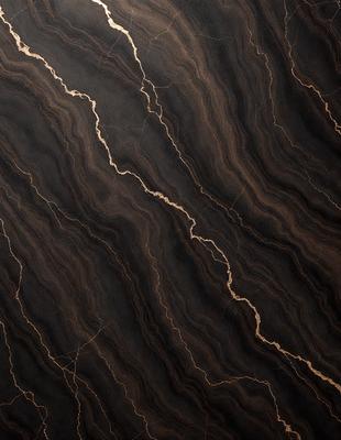 The primary subject of the image is a close-up of a marble surface with a pattern of light and dark streaks. The setting is a dark room, and the visual style appears to be a photo. The colors and mood of the image are predominantly dark, with the light and dark streaks on the marble surface creating a striking contrast.