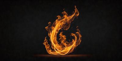 The primary subject of the image is a fire, which is the main object, scene, or focus of the image. The fire is surrounded by a black background, creating a dramatic and intense visual effect. The fire appears to be a digital art or illustration, as it is depicted in a stylized and artistic manner. The colors of the fire are predominantly orange and yellow, creating a warm and vibrant atmosphere.