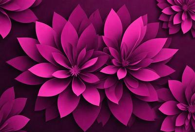 The primary subject of the image is a close-up of two purple flowers, which are the main objects of focus. The setting is a purple background, which complements the flowers' color. The visual style is a combination of a photo and digital art, creating a realistic yet artistic representation of the flowers. The colors and mood of the image are predominantly purple, giving it a calm and serene atmosphere.