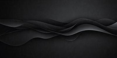 The primary subject of the image is a black and white wave pattern. The setting is a dark background, which contrasts with the wave pattern. The visual style is a combination of a photo and a digital art, illustration, or drawing. The dominant colors are black and white, creating a mood of simplicity and elegance.