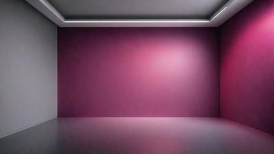 The primary subject of the image is a large, empty room with a pink wall. The setting is a room with a pink wall, and the visual style is a photo. The room appears to be a large, empty space with a pink wall, giving it a somewhat eerie atmosphere.