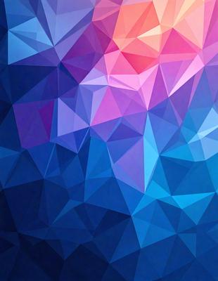 The primary subject of the image is a blue and purple geometric pattern. The setting is a blue background, and the visual style is a digital art or illustration. The dominant colors are blue and purple, creating a calm and soothing atmosphere.