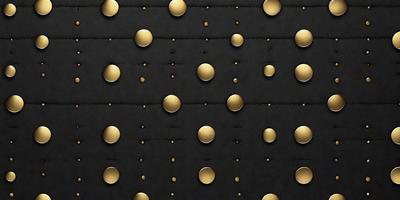 The primary subject of the image is a black background with a pattern of gold circles. The setting is a black background, and the visual style is a pattern of gold circles. The dominant colors are black and gold, creating a mood of elegance and sophistication.
