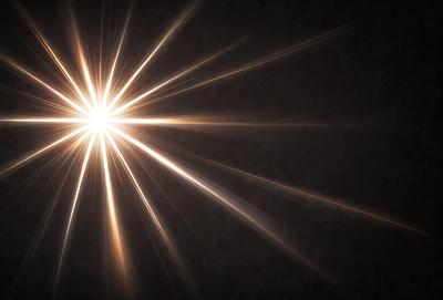 The primary subject of the image is a bright, shining light source, which appears to be a star or a light bulb. The light source is surrounded by darkness, creating a striking contrast. The visual style of the image is a close-up of the light source, emphasizing its brightness and intensity. The colors and mood of the image are predominantly dark, with the bright light source being the main focal point.