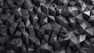 The primary subject of the image is a close-up of a black and grey geometric pattern. The setting is a dark background, which contrasts with the pattern. The visual style is a combination of digital art and illustration, creating a unique and intricate design. The dominant colors are black and grey, giving the image a modern and sophisticated appearance.