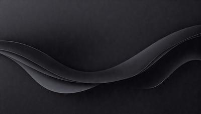 The primary subject of the image is a black leather-like material, which appears to be a piece of art or a decorative item. The setting is a dark background, which contrasts with the leather material. The visual style is a combination of a photo and a digital art, illustration, or drawing. The colors are predominantly black, and the overall atmosphere is elegant and sophisticated.