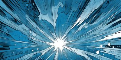 The primary subject of the image is a bright, white light, which appears to be a lightning bolt or a bright star. The light is surrounded by a blue background, giving the scene a vibrant and dynamic feel. The visual style of the image is digital art, as it is a detailed and intricate illustration. The colors and mood of the image are predominantly blue and white, with the white light creating a sense of energy and movement.