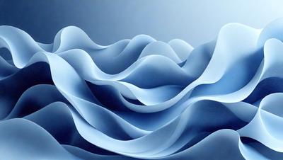 The primary subject of the image is a blue and white wave pattern. The setting is a blue background, which creates a contrasting and visually appealing scene. The visual style is a combination of digital art and illustration, giving the image a unique and artistic appearance. The dominant colors are blue and white, which contribute to a calm and serene atmosphere.