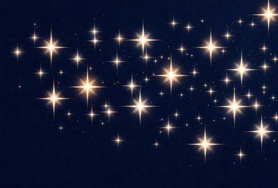 The primary subject of the image is a night sky filled with bright, shining stars. The setting is a dark, starry background, creating a sense of depth and contrast. The visual style is a combination of a photo and digital art, as the image captures the beauty of the night sky while also showcasing the intricate patterns of the stars. The colors and mood of the image are predominantly dark and serene, with the bright stars providing a sense of wonder and tranquility.