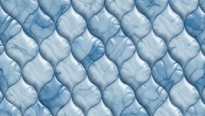 The primary subject of the image is a blue and white marbled pattern, which is the main object, scene, or focus of the image. The setting or background features a blue and white marbled surface, which is the environment, backdrop, or surface visible in the image. The visual style of the image is a photo, as it is a real-life photograph of the marbled surface. The colors and mood of the image are predominantly blue and white, creating a calm and serene atmosphere.