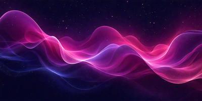 The primary subject of the image is a pink and purple wave, which appears to be a digital art or illustration. The wave is set against a dark background, creating a contrasting visual effect. The colors of the wave are predominantly pink and purple, giving the image a vibrant and lively atmosphere.