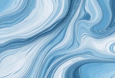 The primary subject of the image is a blue and white ocean wave. The setting is the ocean, with the wave being the main focus of the image. The visual style is a digital art or illustration, as the wave is depicted in a detailed and artistic manner. The dominant colors are blue and white, creating a serene and calming atmosphere.