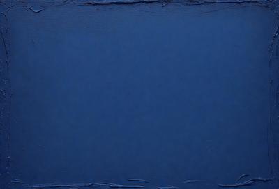 The primary subject of the image is a blue background with a leather-like texture. The setting is a dark room, and the visual style appears to be a painting or a drawing. The dominant colors are blue and black, creating a moody and dramatic atmosphere.