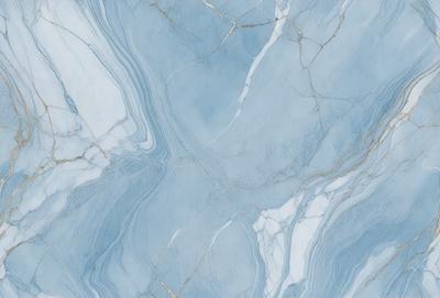 The primary subject of the image is a marble tile with a blue and white color scheme. The setting is a bathroom, as indicated by the presence of the marble tile. The visual style is a close-up of the tile, showcasing its intricate design and texture. The colors and mood of the image are predominantly blue and white, creating a clean and elegant atmosphere.