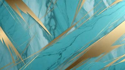 The primary subject of the image is a blue marble wall with gold accents. The setting is a room with a blue marble wall as the main focus. The visual style is a combination of digital art and illustration, creating a unique and artistic appearance. The dominant colors are blue and gold, giving the scene a luxurious and elegant atmosphere.