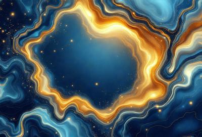 The primary subject of the image is a blue and yellow circle, which appears to be a digital art or illustration. The circle is set against a blue background, and it has a golden, swirling pattern. The visual style of the image suggests that it is a creative and artistic representation of a celestial object or a vibrant, colorful design. The dominant colors in the image are blue and yellow, which evoke a sense of energy and movement.