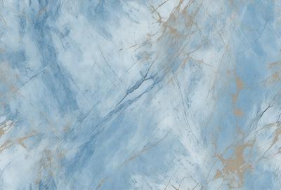 The primary subject of the image is a blue marble wall with a pattern of white streaks. The setting is a room with a blue and white marble floor. The visual style is a close-up of the marble wall, showcasing its unique texture and design. The colors and mood of the image are predominantly blue and white, creating a calm and serene atmosphere.