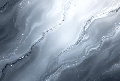 The primary subject of the image is a large, shiny, and reflective surface, possibly a mirror or a piece of artwork. The setting is a room with a white background, which creates a clean and minimalistic atmosphere. The visual style appears to be a combination of digital art and photography, as the surface appears to be both reflective and textured. The colors in the image are predominantly white, which adds to the overall clean and minimalistic mood.