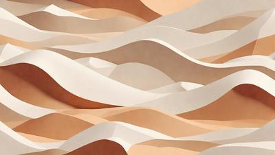 The primary subject of the image is a large, white, and brown wave. The wave is the main focus of the image, and it is set against a backdrop of a sandy beach. The visual style of the image is a combination of digital art and illustration, creating a unique and artistic representation of the wave. The dominant colors in the image are white and brown, giving it a natural and earthy feel.