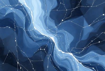 The primary subject of the image is a blue and white galaxy, which is the main object, scene, or focus of the image. The setting or background is a dark blue space, and the visual style is a digital art or illustration. The colors and mood of the image are predominantly blue and white, creating a sense of depth and tranquility.
