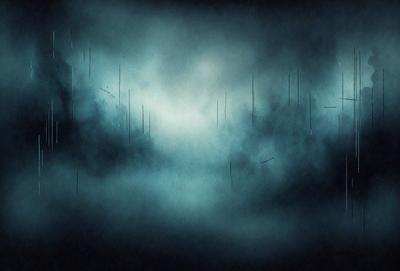 The primary subject of the image is a cityscape, with a skyline visible in the background. The setting is a dark, cloudy sky, which creates a moody atmosphere. The visual style of the image is a digital art or illustration, as it appears to be a painting or drawing of a cityscape. The colors in the image are predominantly dark and blue, which contribute to the overall mood of the scene.