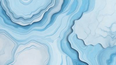 The primary subject of the image is a close-up of a blue and white marble wall. The setting is a marble surface, and the visual style is a photo. The dominant colors are blue and white, creating a calm and serene atmosphere.