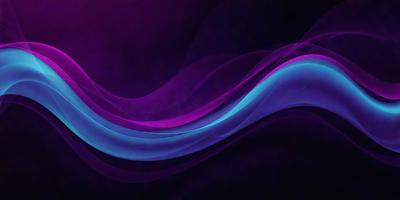 The primary subject of the image is a purple and blue wave, which is the main focus of the image. The setting is a dark background, which contrasts with the vibrant colors of the wave. The visual style is a digital art or illustration, as the wave appears to be a digital creation. The dominant colors are purple and blue, creating a calming and serene atmosphere.