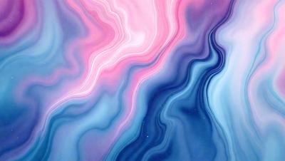 The primary subject of the image is a colorful, swirling pattern that resembles a painting or a digital artwork. The setting is a blue background, which contrasts with the vibrant colors of the pattern. The visual style appears to be a combination of photo and digital art, creating a unique and eye-catching effect. The dominant colors in the image are blue, pink, and purple, giving the scene a lively and energetic atmosphere.
