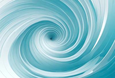 The primary subject of the image is a spiral, which is the main object, scene, or focus of the image. The spiral is set against a blue background, giving it a vibrant and lively appearance. The visual style of the image is a combination of photo and digital art, creating a unique and eye-catching design. The dominant colors in the image are blue and white, which contribute to the spiral's spirited and energetic mood.