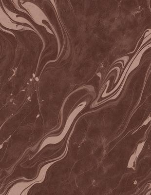 The primary subject of the image is a brown marble tile with a swirling pattern. The setting is a bathroom, and the visual style is a close-up of the tile. The colors and mood of the image are warm and earthy, with the brown marble tile being the dominant color.
