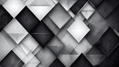 The primary subject of the image is a black and white geometric pattern. The setting is a black background, and the visual style is a digital art or illustration. The dominant colors are black and white, creating a classic and timeless atmosphere.