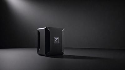 The primary subject of the image is a black box, which is the main object in the scene. The setting is a black background, which creates a contrast with the box. The visual style is a photo, and the colors and mood are dark and moody.
