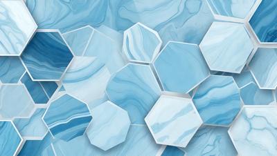 The primary subject of the image is a blue and white marble pattern. The setting is a blue and white marble wall, which serves as the backdrop for the pattern. The visual style is a combination of photo and digital art, creating a unique and intricate design. The dominant colors are blue and white, giving the image a clean and elegant appearance.