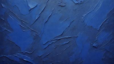 The primary subject of the image is a blue wall with a textured, patterned surface. The setting is a room with a blue background, and the visual style appears to be a combination of a photo and a digital art or illustration. The dominant colors are blue and grey, creating a calm and soothing atmosphere.