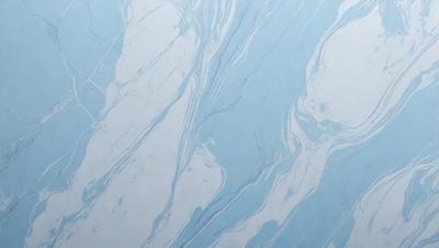 The primary subject of the image is a blue and white marbled wall. The setting is a room with a blue and white marbled wall as the main focus. The visual style is a photo of the marbled wall. The colors and mood of the image are predominantly blue and white, creating a calm and serene atmosphere.