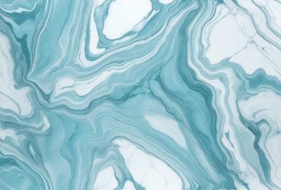 The primary subject of the image is a blue and white marble tile. The setting is a white background, which provides a clean and minimalist appearance. The visual style is a close-up of the marble tile, showcasing its intricate patterns and textures. The dominant colors are blue and white, creating a serene and elegant atmosphere.