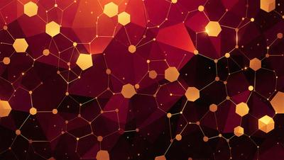 The primary subject of the image is a close-up of a purple background with a pattern of gold dots. The setting appears to be a digital art or illustration, as the dots are arranged in a geometric pattern. The visual style gives the image a modern and artistic feel. The dominant colors are purple and gold, creating a sense of depth and sophistication.