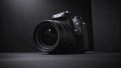 Primary subject: A black and white photo of a camera.

Setting/background: A black background.

Visual style: A black and white photo.

Colors and mood: The image is black and white, giving it a classic and timeless feel.