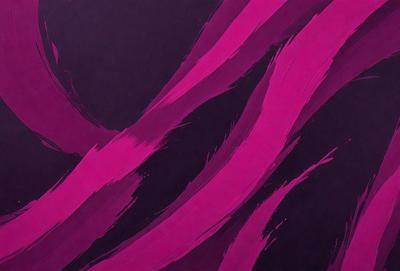 The primary subject of the image is a purple painting with a zigzag pattern. The setting is a wall, and the visual style appears to be a painting or drawing. The dominant colors are purple and pink, creating a warm and vibrant atmosphere.