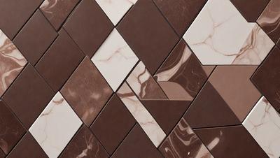 The primary subject of the image is a marble tile with a brown and white pattern. The setting is a bathroom, and the visual style is a close-up of the tile. The dominant colors are brown and white, creating a warm and elegant atmosphere.