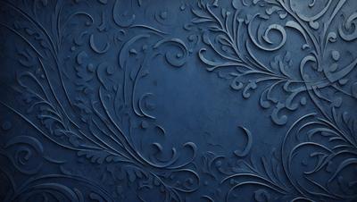 The primary subject of the image is a blue wall with a decorative design. The setting is a room with a blue wall, and the visual style appears to be a combination of a photo and a digital art or illustration. The dominant colors are blue and white, creating a calm and serene atmosphere.