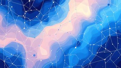 The primary subject of the image is a blue and pink swirling pattern, which appears to be a digital art or illustration. The setting is a blue background, and the visual style is a combination of digital art and illustration. The colors and mood of the image are predominantly blue and pink, creating a vibrant and lively atmosphere.