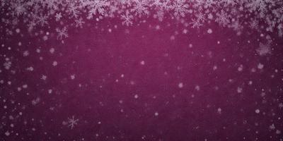 The primary subject of the image is a purple background with snowflakes falling on it. The setting is a winter scene, and the visual style is a digital art or illustration. The dominant colors are purple and white, creating a calm and serene atmosphere.