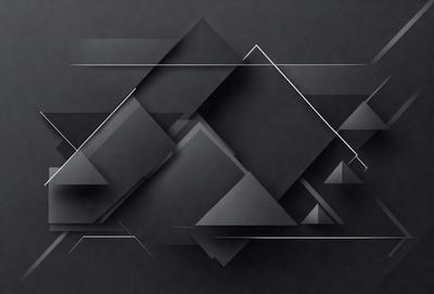 The primary subject of the image is a black and white geometric pattern. The setting is a black background, which contrasts with the pattern. The visual style is a combination of digital art and illustration, creating a modern and minimalist appearance. The dominant colors are black and white, giving the image a classic and timeless feel.