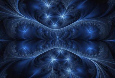 The primary subject of the image is a blue and white swirling pattern, which appears to be a digital art or illustration. The setting is a blue background, and the visual style is a combination of digital art and illustration. The colors and mood of the image are predominantly blue and white, creating a sense of calmness and tranquility.